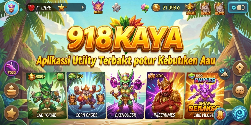 Tampilan utama 918KAYA dengan fitur Utility yang lengkap.