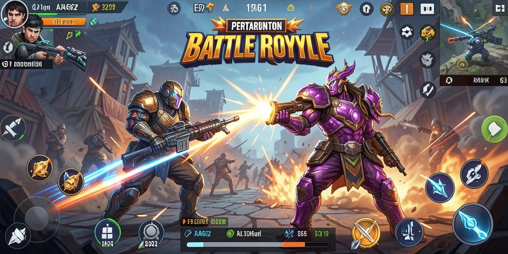 Tangkapan layar gameplay menarik dari AA62 dalam pertarungan Battle Royale.