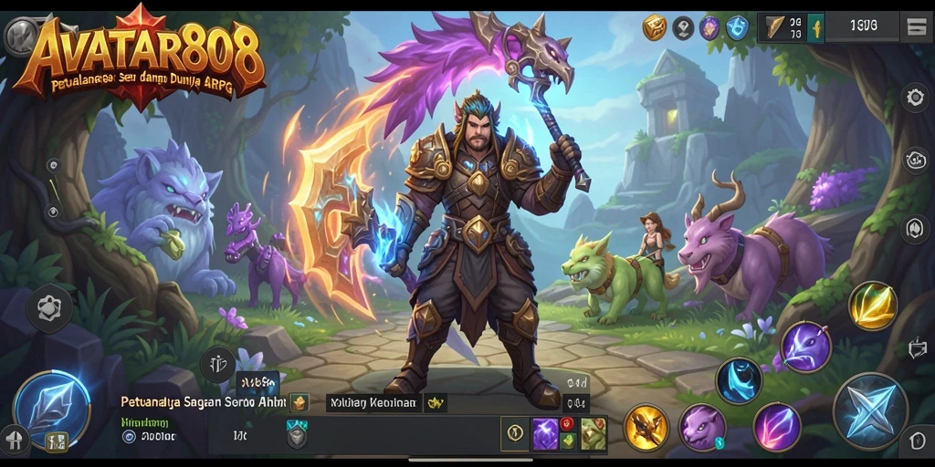 Screenshot gameplay AVATAR808 menunjukkan pertempuran epik dan visual menakjubkan.