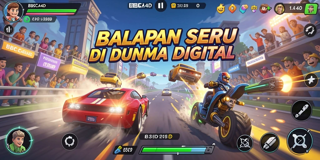 Gameplay balapan seru di BBCA4D yang penuh tantangan.