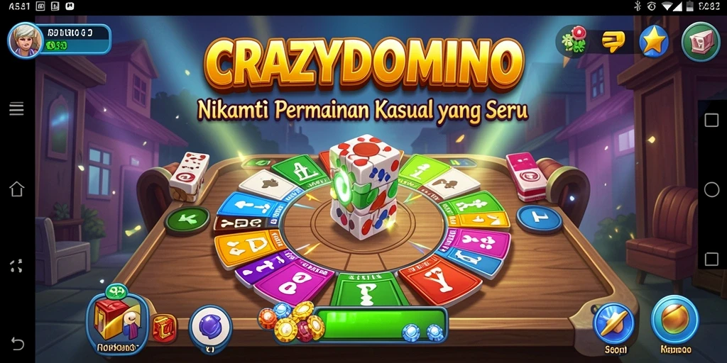 Tangkapan layar utama CRAZYDOMINO menampilkan aksi seru permainan domino.