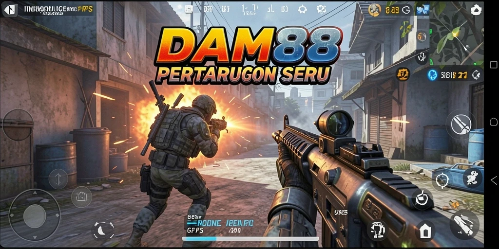 Tampilan layar permainan DAM88 dengan aksi FPS yang mendebarkan.