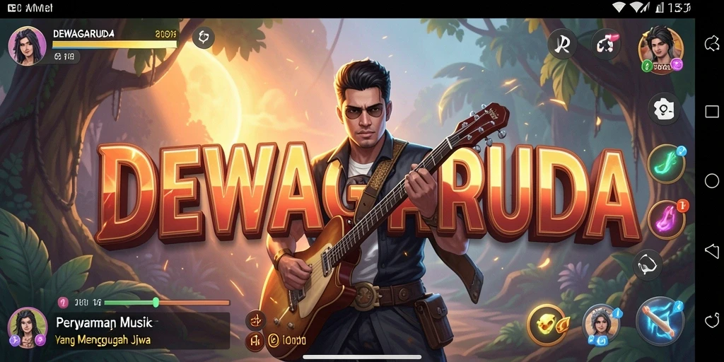 Tampilan gameplay DEWAGARUDA yang kreatif dan penuh warna.