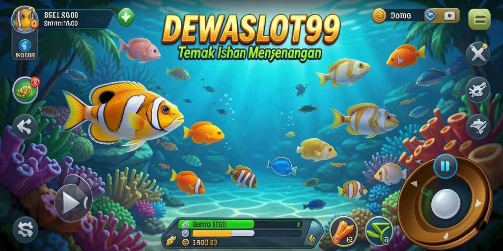 Tampilan seru gameplay DEWASLOT99 saat menembak ikan.