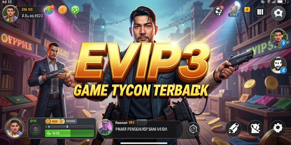 Screenshot EVIP3 menampilkan momen strategis dalam gameplay Tycoon.