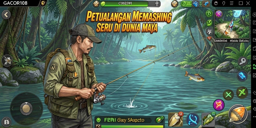 Tampilan gameplay GACOR108 yang mendebarkan saat memancing ikan.
