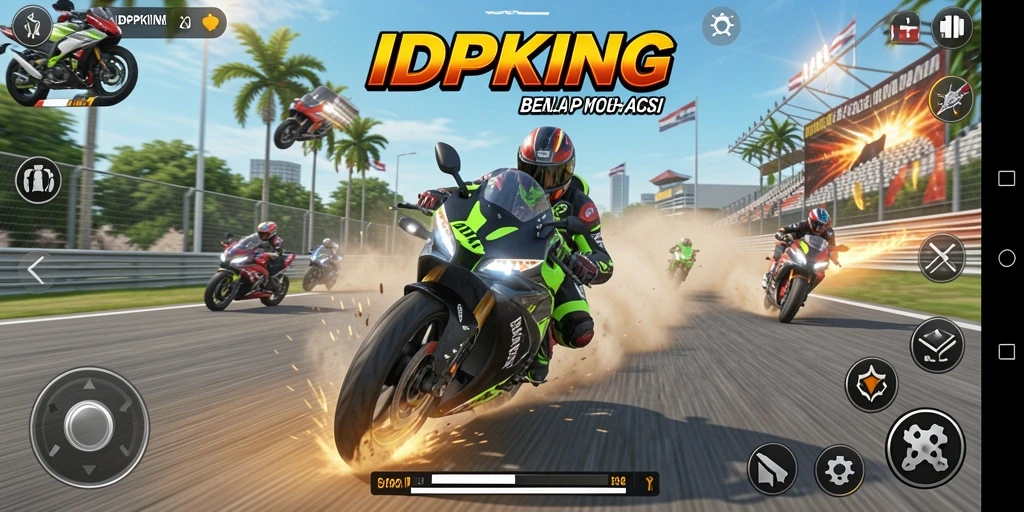 Screenshot IDPKING yang menampilkan serunya balapan motor.
