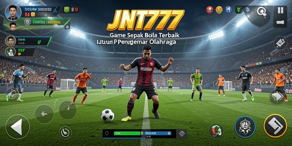 Tangkapan layar menunjukkan aksi seru pertandingan sepak bola di JNT777.