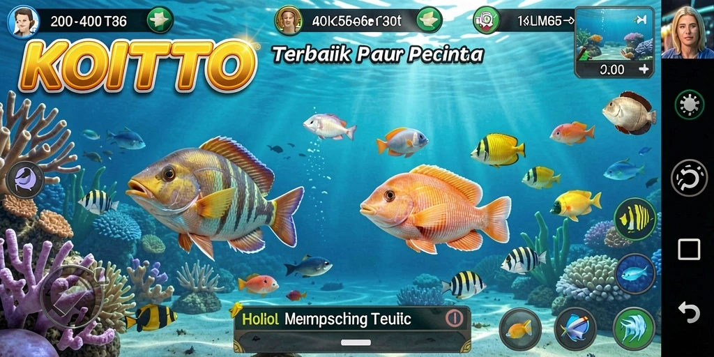 Gameplay menakjubkan dalam KOITOTO saat memancing di lautan.