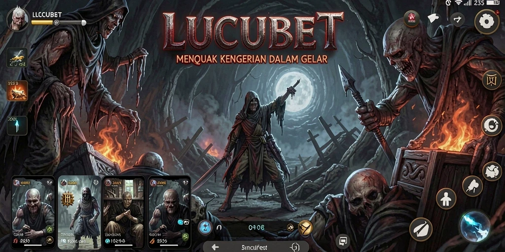 Tangkapan layar utama LUCUBET menampilkan suasana mencekam dalam gameplay Horror.