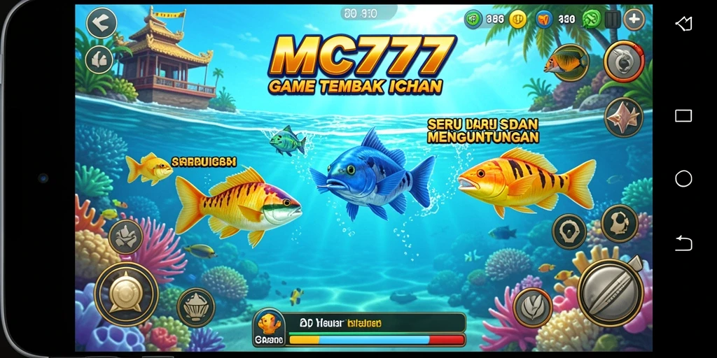 Screenshot gameplay menampilkan keseruan menembak ikan di MC777.