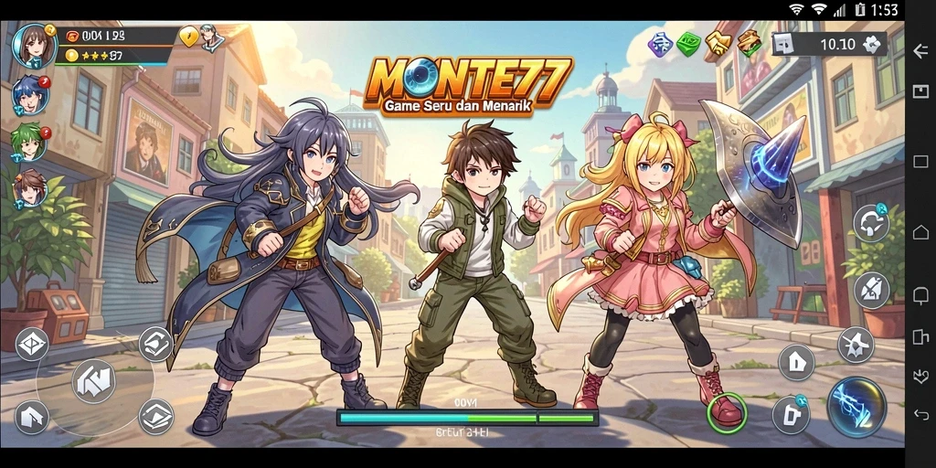Tampilan gameplay seru dan penuh aksi dari MONTE77.