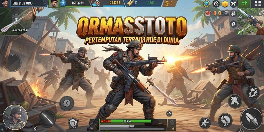Screenshot gameplay ORMASSTOTO menampilkan aksi seru dalam pertempuran Battle Royale.
