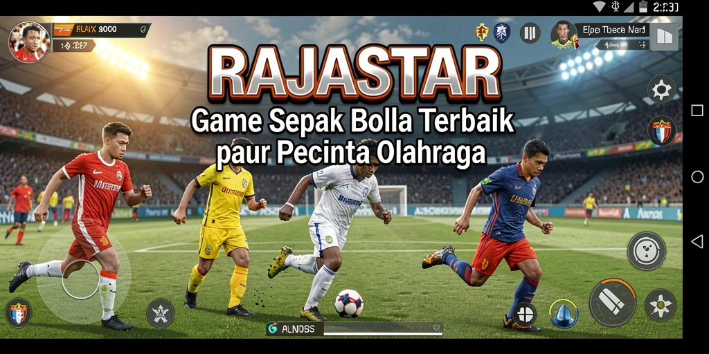 Tampilan intens dan seru dari gameplay sepak bola RAJASTAR.