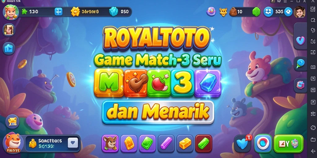 Tampilan gameplay ROYALTOTO dengan elemen Match-3 yang menyenangkan.