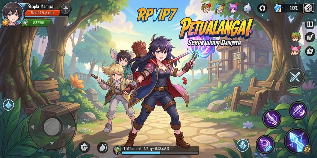 Screenshot gameplay RPVIP7 yang memukau, menampilkan karakter Anime dalam aksi.