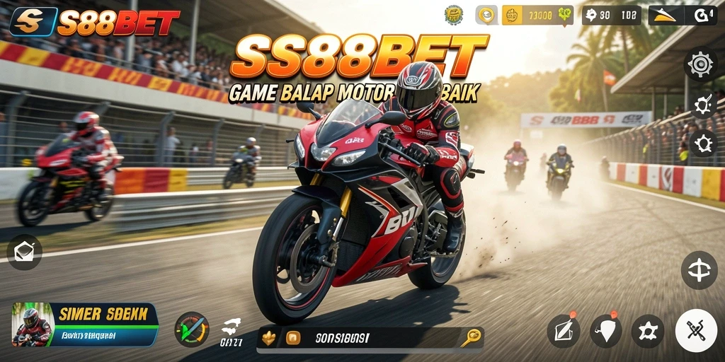 Tampilan gameplay seru dari SS88BET dengan aksi balap motor.