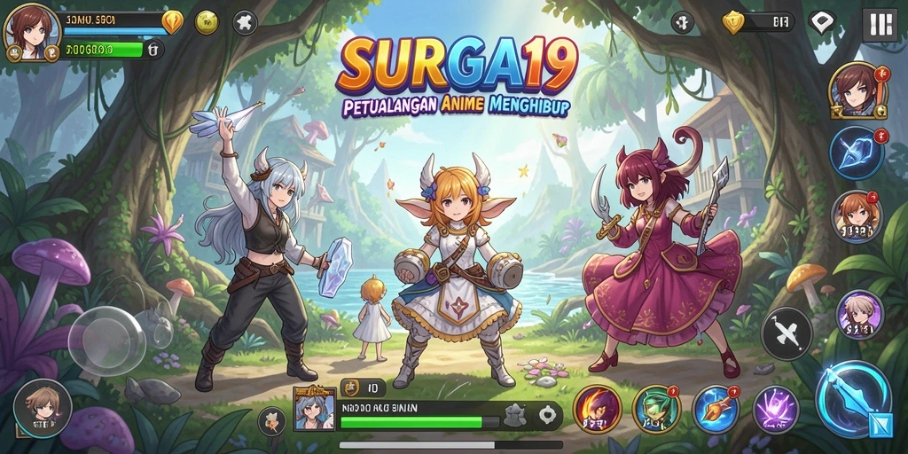 Tampilkan karakter anime dengan aksi seru dalam gameplay SURGA19.