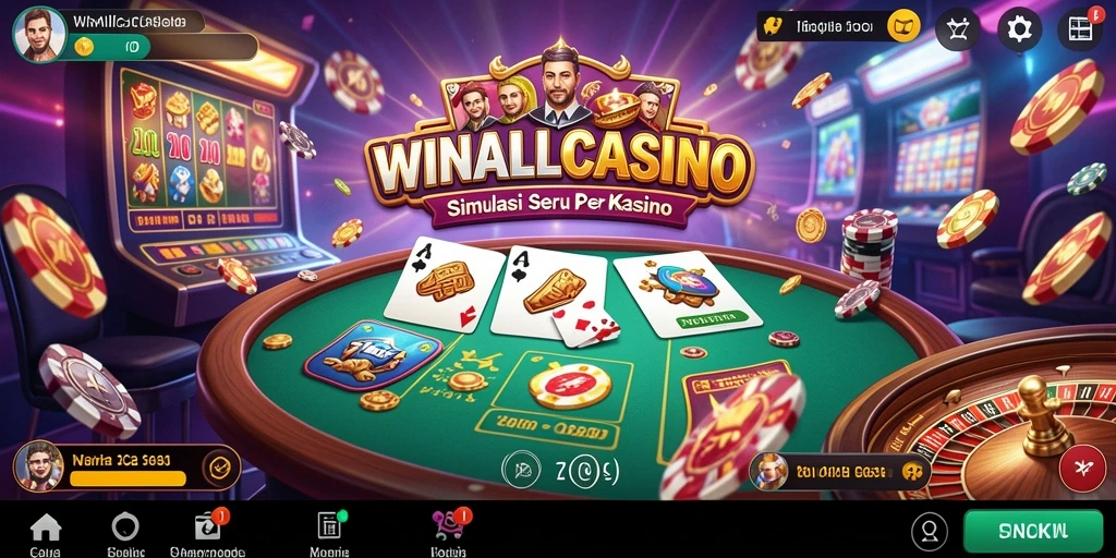 Screenshot gameplay <strong>WINALLCASINO</strong> yang menunjukkan suasana permainan kasino virtual.